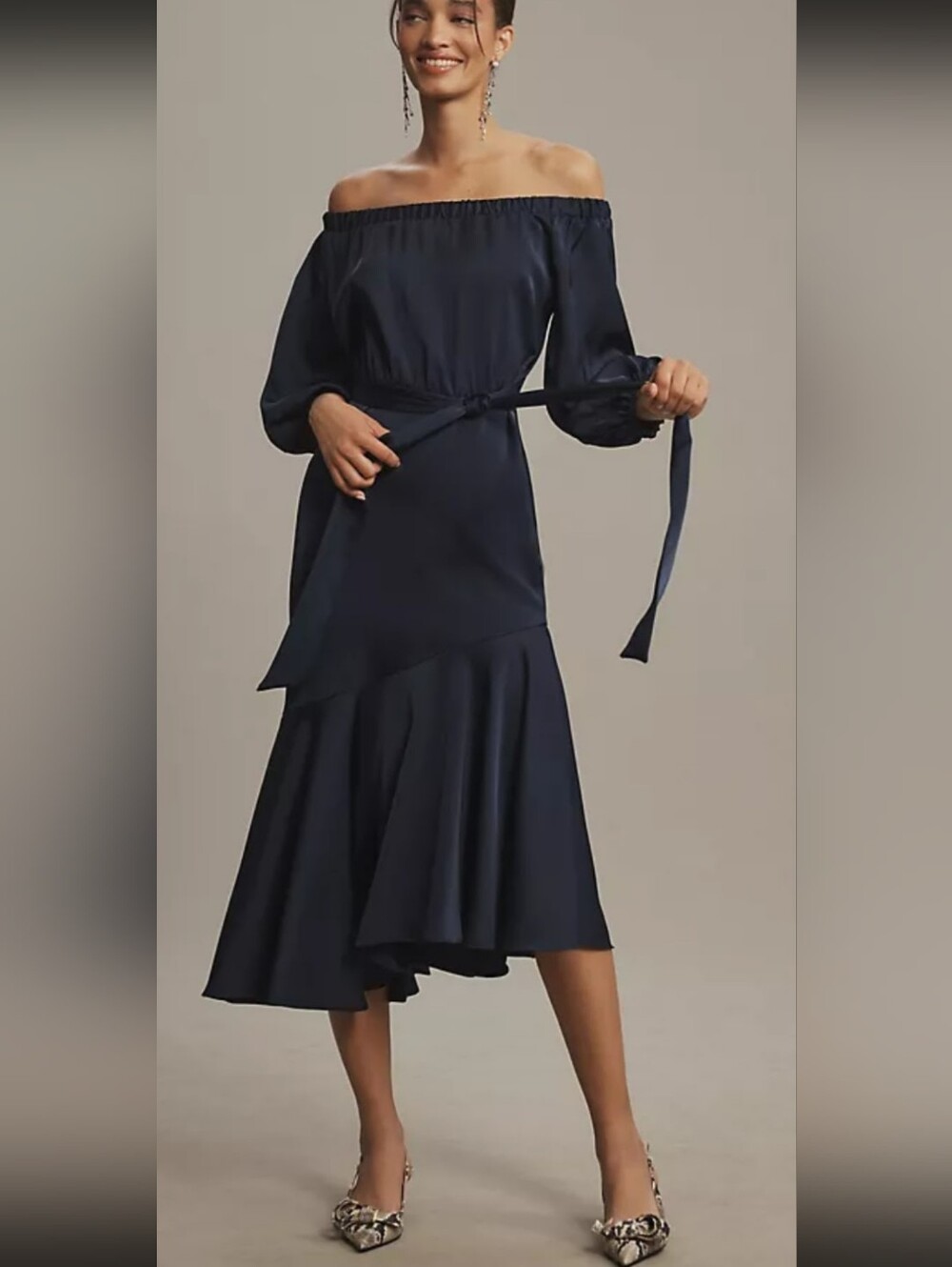 Sachin & Babi NWT Kai Off-The-Shoulder Maxi Dress Navy Blue Size 2  MSRP $450